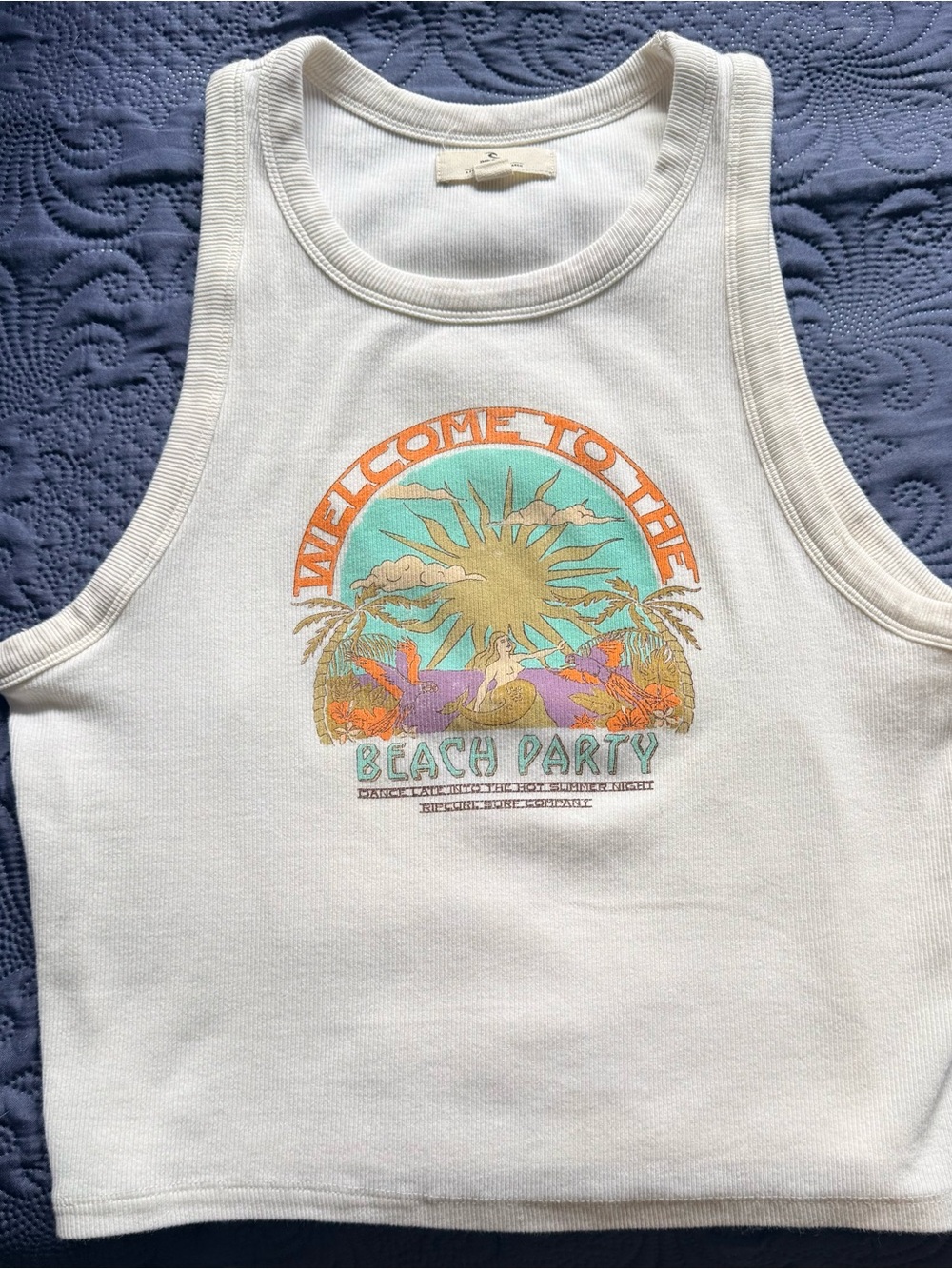 Rip Curl Off-White Ribbed Tank Top